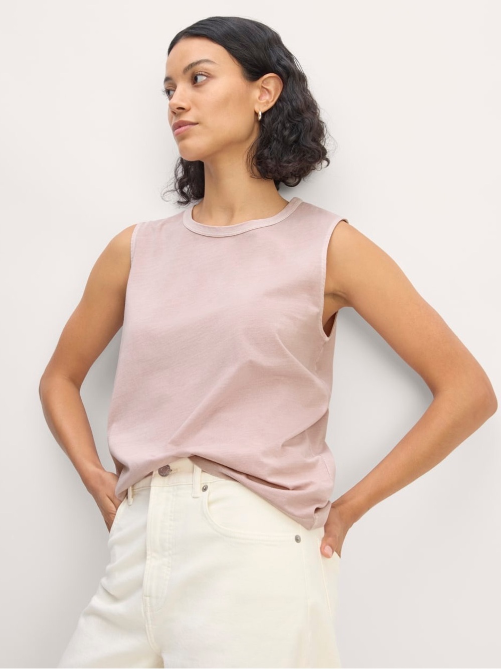 Everlane Dusty Rose The Boyfriend Tank in Essential Cotton Sleeveless Size L NWT